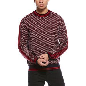Balmain Mens  Knit Wool Sweater, Red